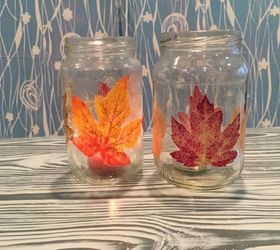 fall candle with leaves