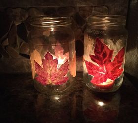 fall candle with leaves