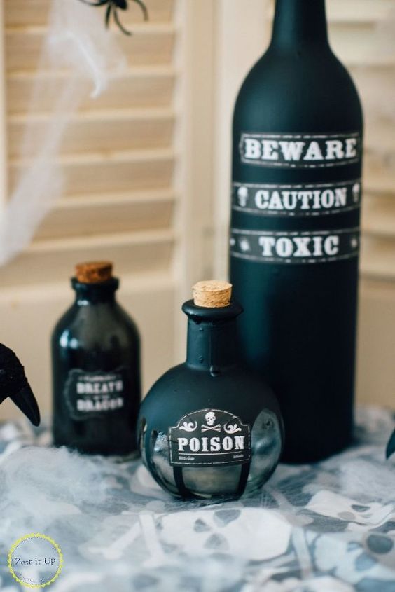 diy spooky halloween poison bottles