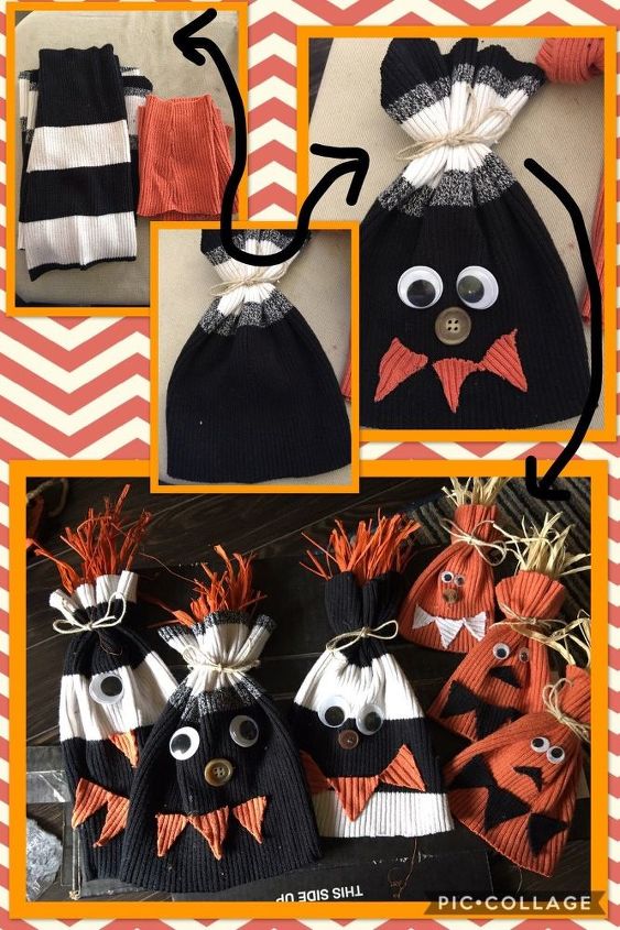 repurpose your old sweaters into fall harvest decorations, Sleeves beanie hats