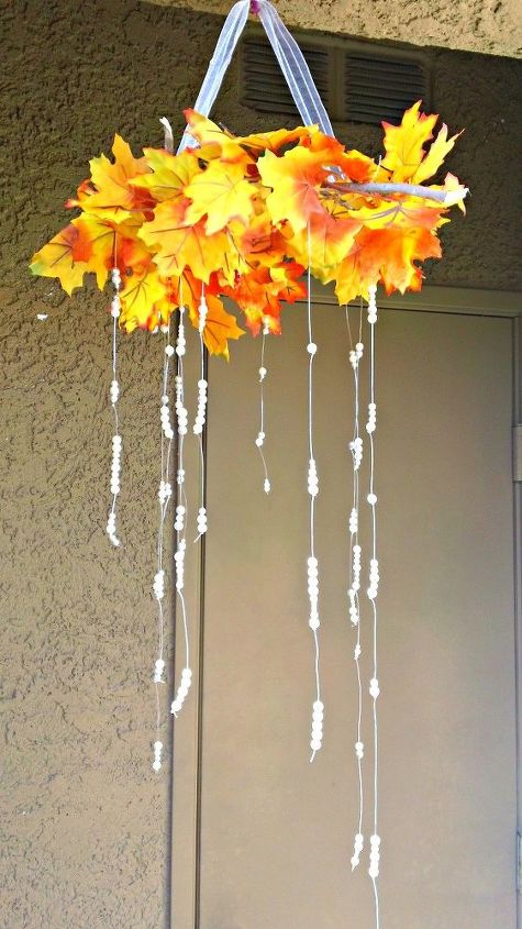 decorao de outono diy lustre de folha de prola