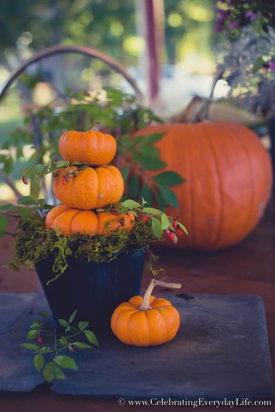 simple mini pumpkin topiary