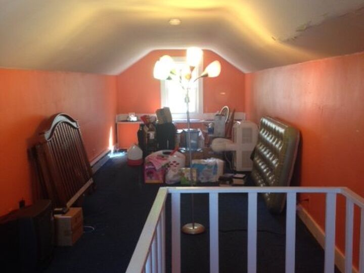 q how can i make this attic room into a inviting area w blue carpet