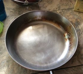 q how do i remove the ugly burnt oil stains on my stainless steel pan