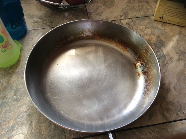 q how do i remove the ugly burnt oil stains on my stainless steel pan