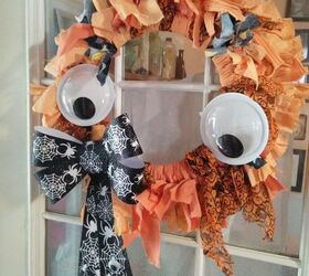 halloween rag wreath, fun project with only a few supplies