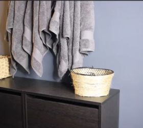 create a storage space for a small bedroom or bathroom