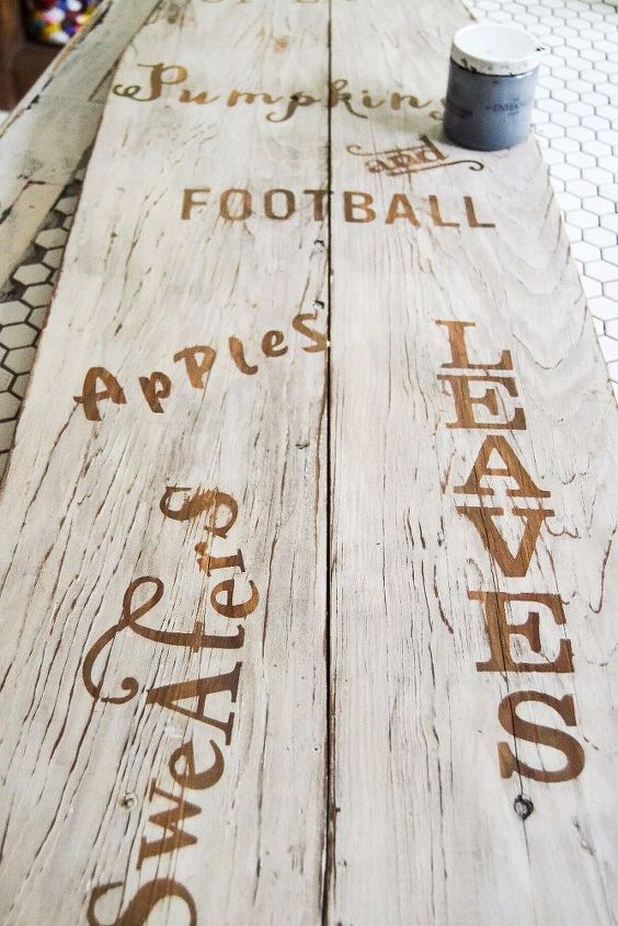 turn a vintage ironing board into a fall sign