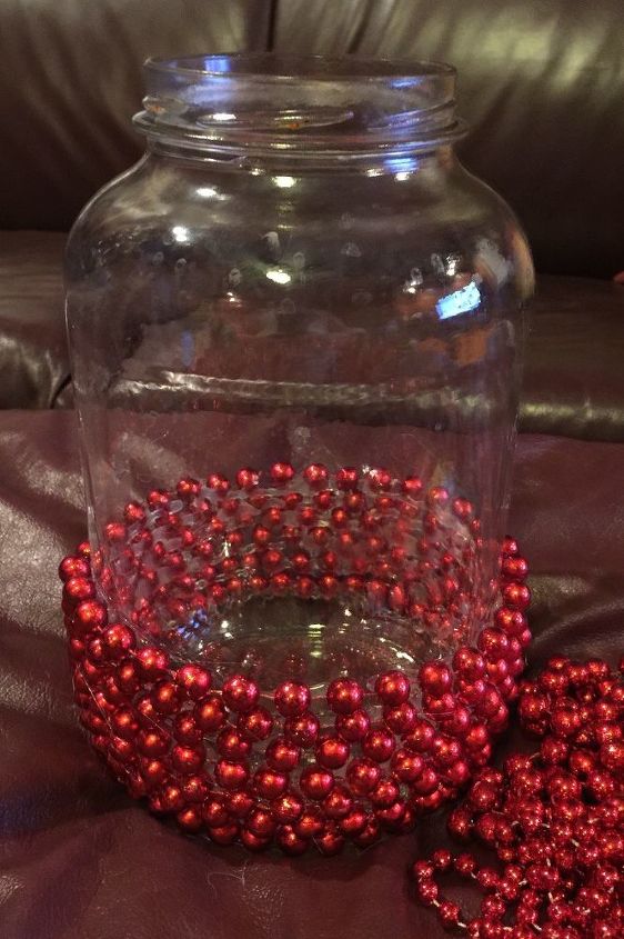christmas vase beaded pickle jar