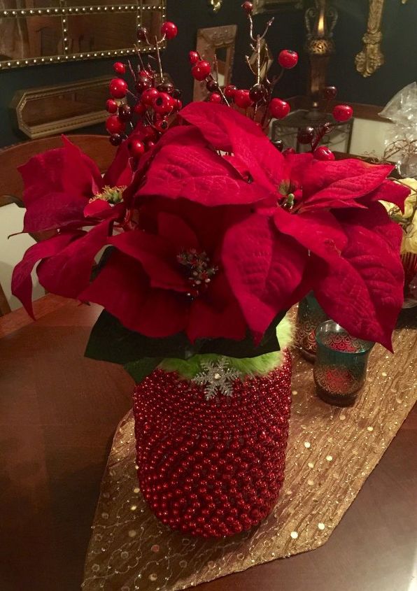 christmas vase beaded pickle jar