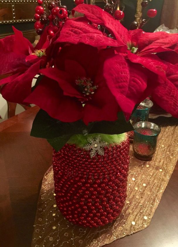 christmas vase beaded pickle jar
