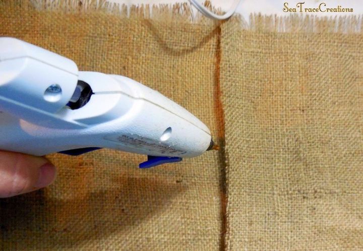 s 3 wreath ideas to brighten up your front door, Step 2 Hot glue burlap burlap straps end to