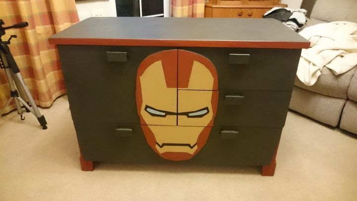 upcycled iron man cabinet from chest of drawers
