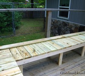 outdoor built in bench for our deck