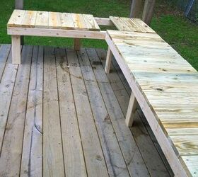 outdoor built in bench for our deck