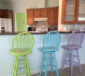 thrift shop bar stools revamped for beach house