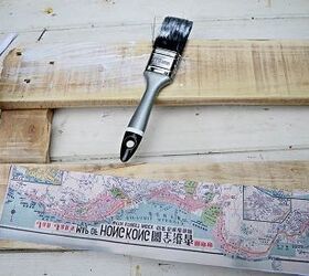 26 stunning ways to use mod podge in your home, Transfer a map onto an upcycled pallet