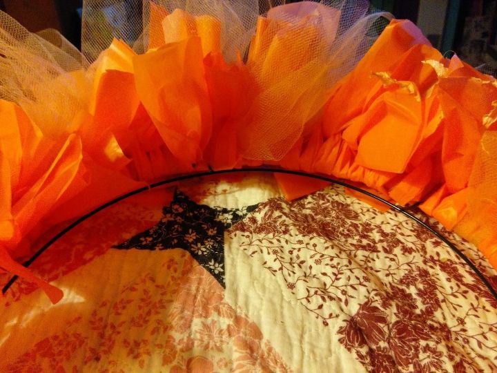 rag wreath, add tulle attached the same way alternating
