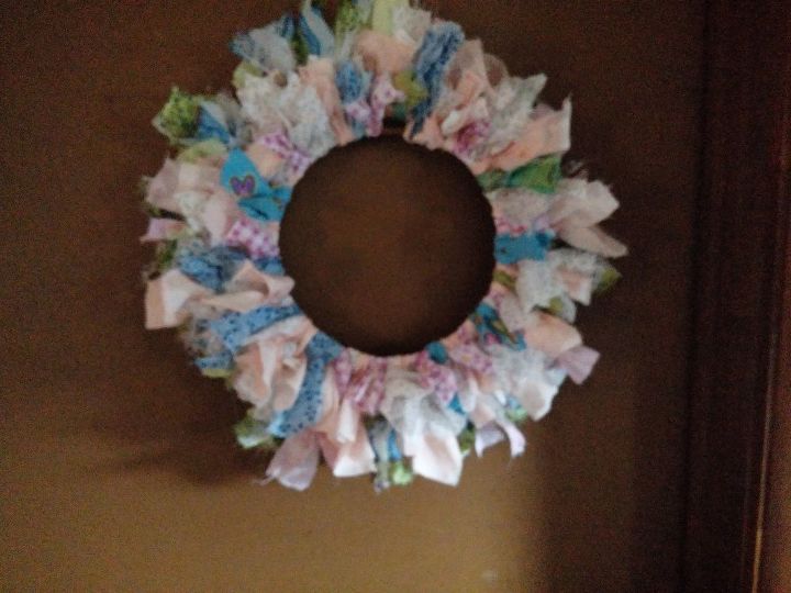 updated wreath from blah to what i wanted, With some pretty strips added