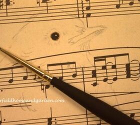 paint on vintage sheet music a tutorial, Image transferred now paint the eye