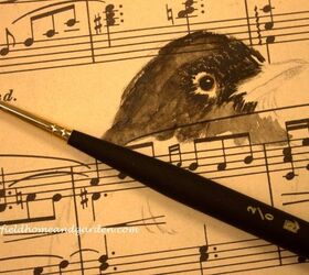 paint on vintage sheet music a tutorial, Color wash and feather details