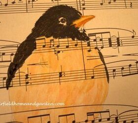 paint on vintage sheet music a tutorial, Use this same process to complete the bird