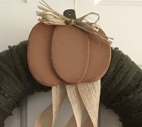 fall sweater upcycled wreath with fabric flowers