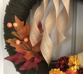 fall sweater upcycled wreath with fabric flowers