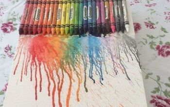 Cómo hacer un lienzo de crayones derretidos con hojas.