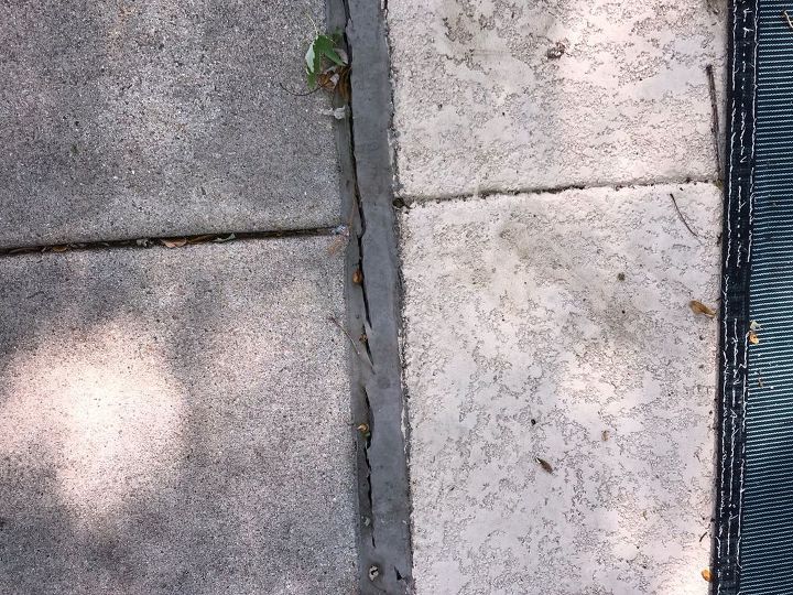 q repair the cracked rubber plastic between pool coping and sidewalk
