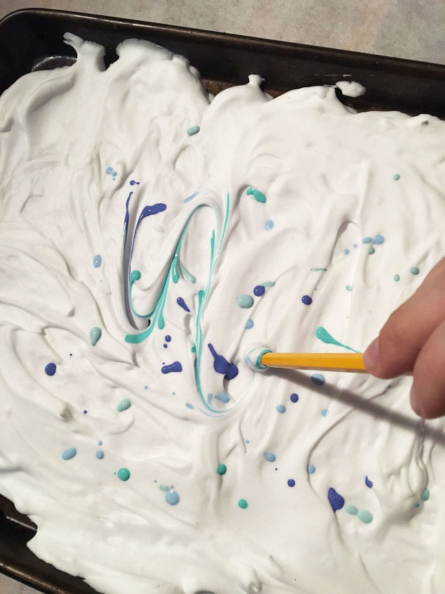 3 super cool marbelizing techniques everyone s trying, Step 4 Swirl the paint drops with a pencil