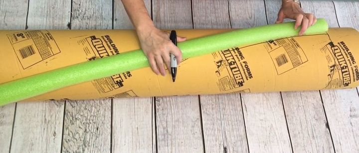 grab some pool noodles and copy these 3 ideas, Step 2 Measure around cement form