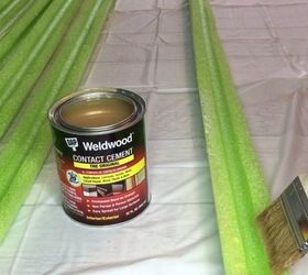 grab some pool noodles and copy these 3 ideas, Step 3 Brush noodles with contact cement