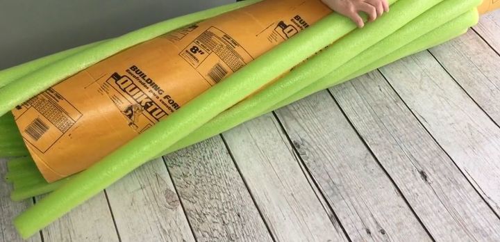 grab some pool noodles and copy these 3 ideas, Step 4 Begin laying noodles onto cement form