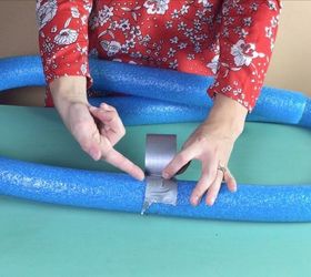 grab some pool noodles and copy these 3 ideas, Step 1 Tape ends of pool noodles together