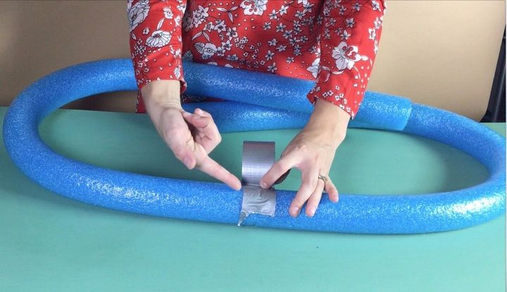 grab some pool noodles and copy these 3 ideas, Step 1 Tape ends of pool noodles together