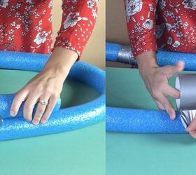 grab some pool noodles and copy these 3 ideas, Step 2 Shape into circle cut and enclose