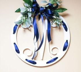 create a wooden monogram wreath with fall floral topper
