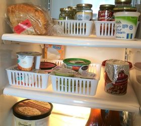 s want an organized fridge try this today , Compartmentalize your fridge with bins