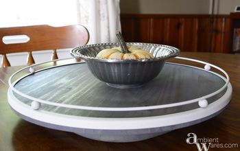 Wooden Lazy Susan Tray Using a Salvaged Table Lamp Piece