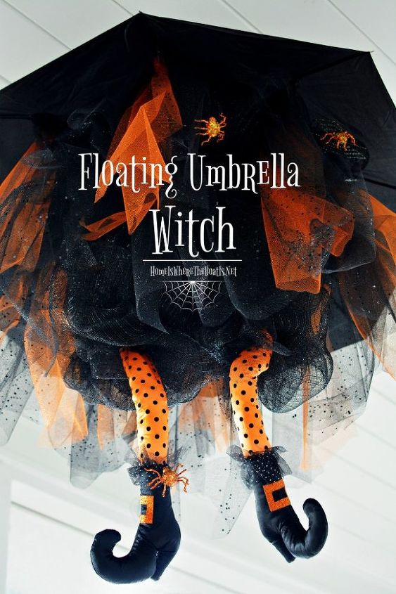 create a floating umbrella witch for halloween