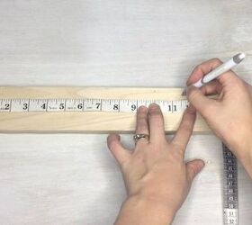 turn a cake pan into a shelf more clever repurposing ideas, Step 2 Mark measurements on wood