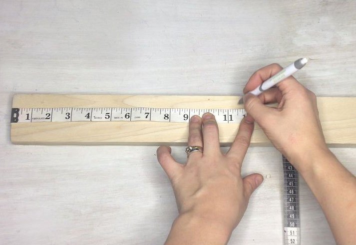turn a cake pan into a shelf more clever repurposing ideas, Step 2 Mark measurements on wood