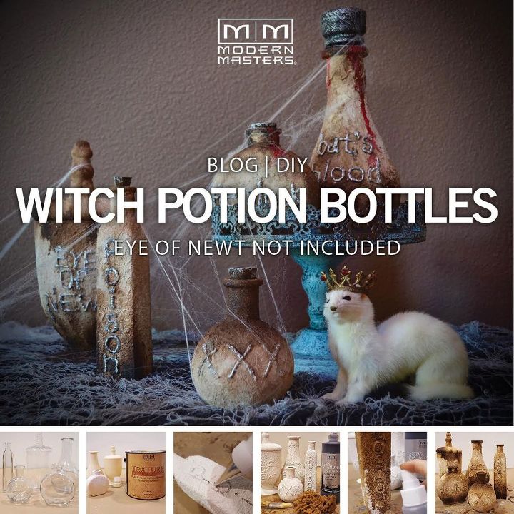 halloween diy witch potion bottles blue patina stand