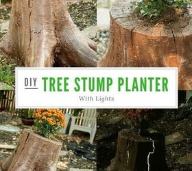 how to create your own lighted tree stump planter in 5 easy steps