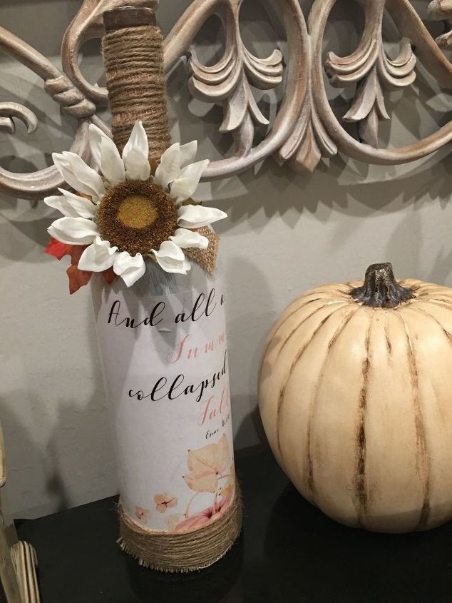 decorao de garrafa de outono fcil