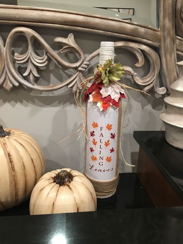 decorao de garrafa de outono fcil