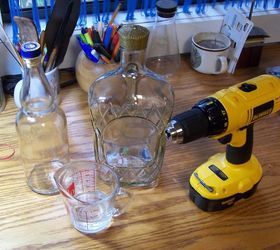 drilling through a glass bottle