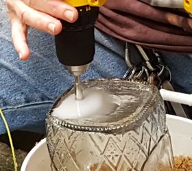 drilling through a glass bottle
