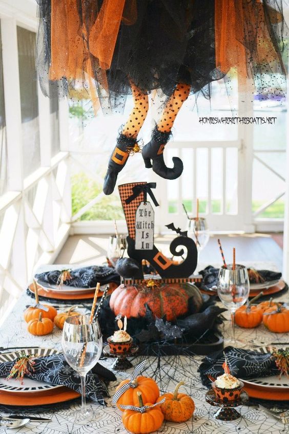 create a floating umbrella witch for halloween